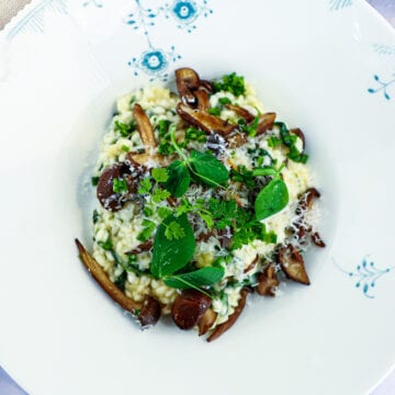 Risotto med svampe - Opskrift på svamperisotto med spinat