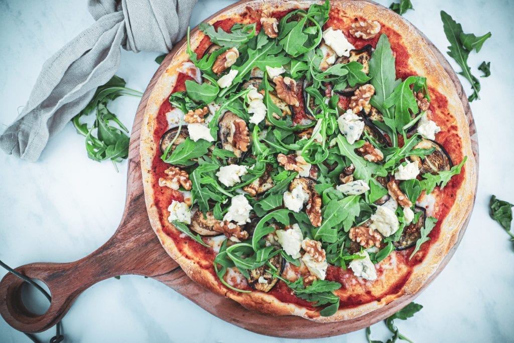 Pizza med aubergine og blåskimmel - Inspiration til topping