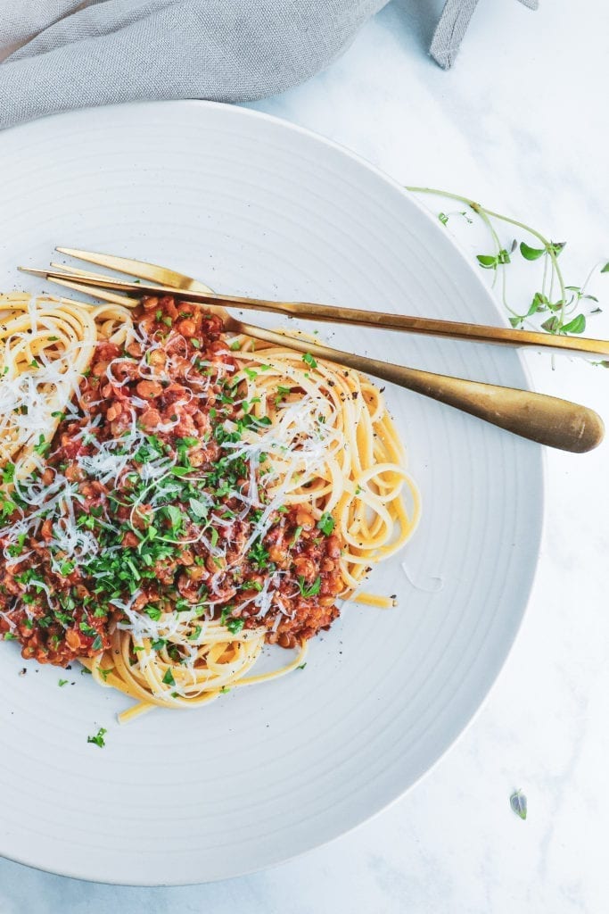 Vegetar bolognese - Opskrift på skøn linse bolognese