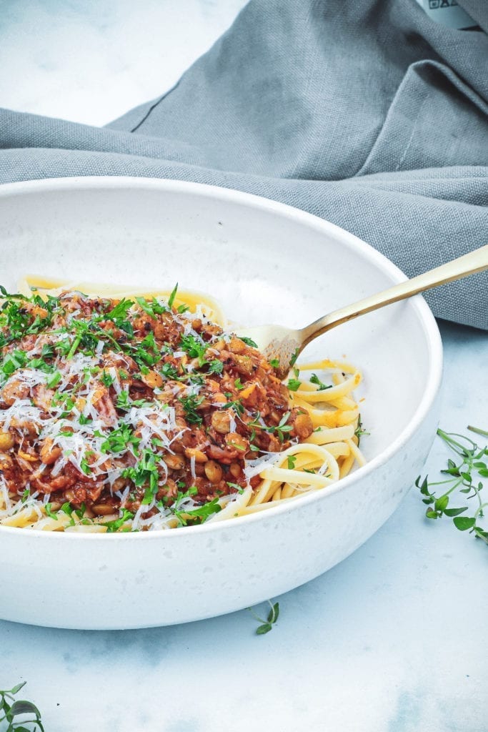 Vegetar bolognese - Opskrift på skøn linse bolognese