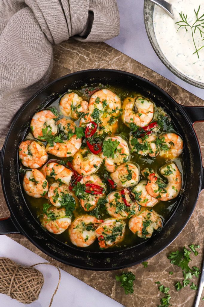 Gambas al ajillo – Rejer i chili/hvidløgs olie