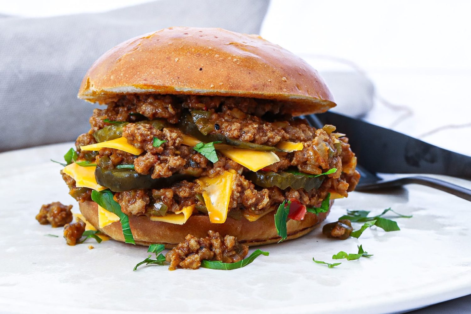 Sloppy Joes burger Opskrift på Sloppy Joes burger