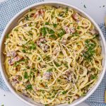 Cremet pasta med bacon og mascarpone - Opskrift a la carbonara