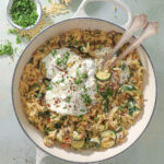 Orzo med svampe, squash og burrata - Vegetarisk opskrift