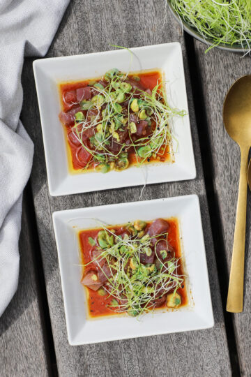 Tuntatar med brunet smør og wasabi - Enkel og elegant forret
