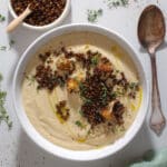 Bagt blomkålssuppe med sprøde linser  - Suppe med bagt blomkål