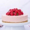 Hindbær cheesecake - Opskrift på cheesecake med hindbær og hvid chokolade