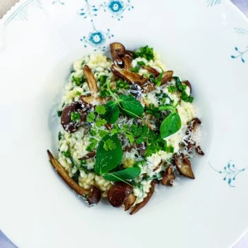 Risotto med svampe - Opskrift på svamperisotto med spinat