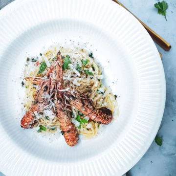 Pasta med jomfruhummer - Opskrift på skøn pasta med skaldyr