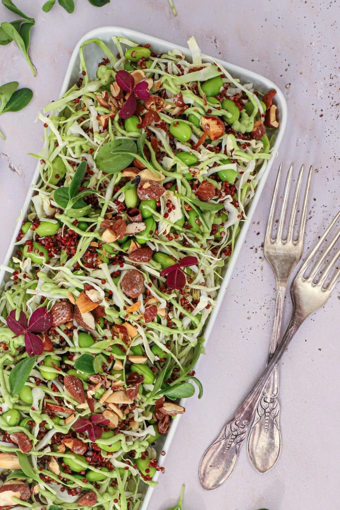Spidskålssalat - Opskrift på kålsalat med quinoa og edamame