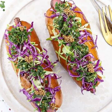 Steak dog med oksemørbrad - Opskrift på gourmet hotdog