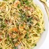 Pasta med hvidløgsrejer - Opskrift på pasta med rejer og hvidløg
