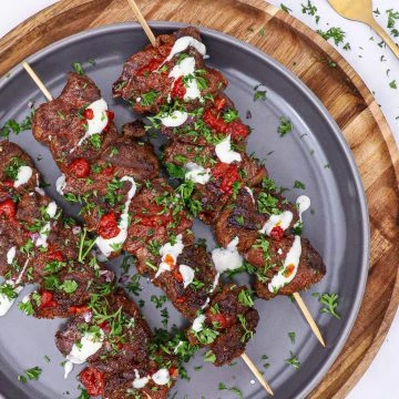 Kebabspyd med oksemørbrad - Shawarma af oksemørbrad