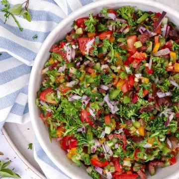 Græsk salsa - Opskrift på grøntsagssalsa med græsk marinade