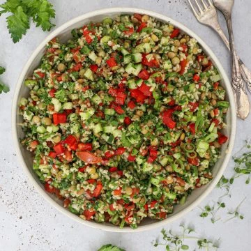 Tabouleh med linser - Opskrift på bulgursalat med linser