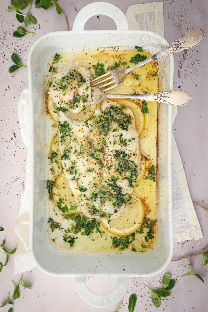 Bagt rødspættefilet med citron og hvidløg - Grillet rødspætte